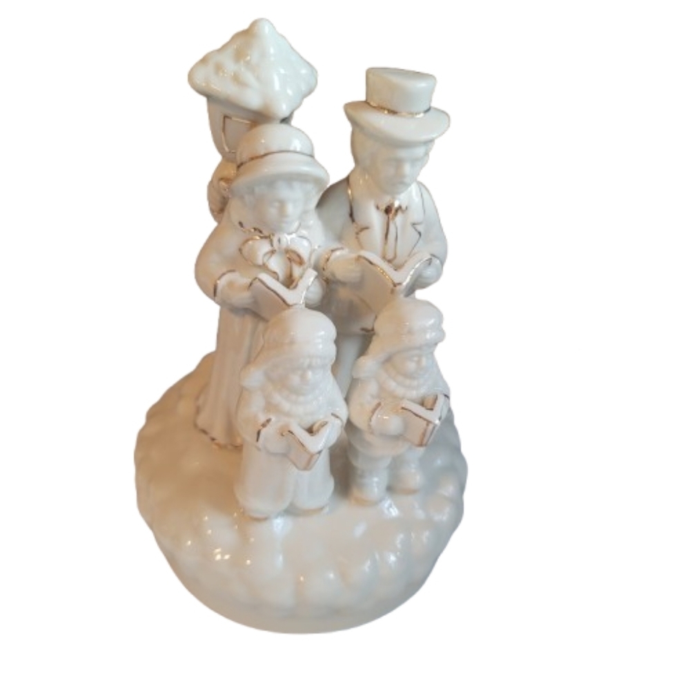 Crown Accents Musical Carolers Rotating Figurine "WE WISH YOU A MERRY X-MAS" vin